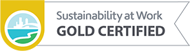 Logotipo de sostenibilidad en el trabajo con certificación de oro