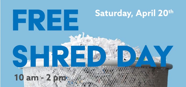 Día de trituración gratuito - Sábado, 20 de abril - de 10:00 a 14:00